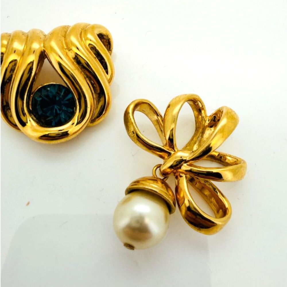 Vintage Nolan Miller Gold Tone Brooch & Pendant 2-Piece Lot